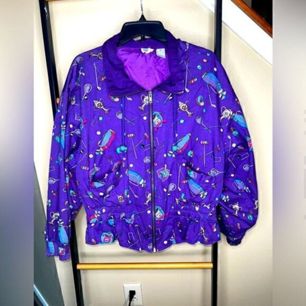 Vintage Line Up For Sports Drawstring Waist Zip Front Jackets Women's Medium.